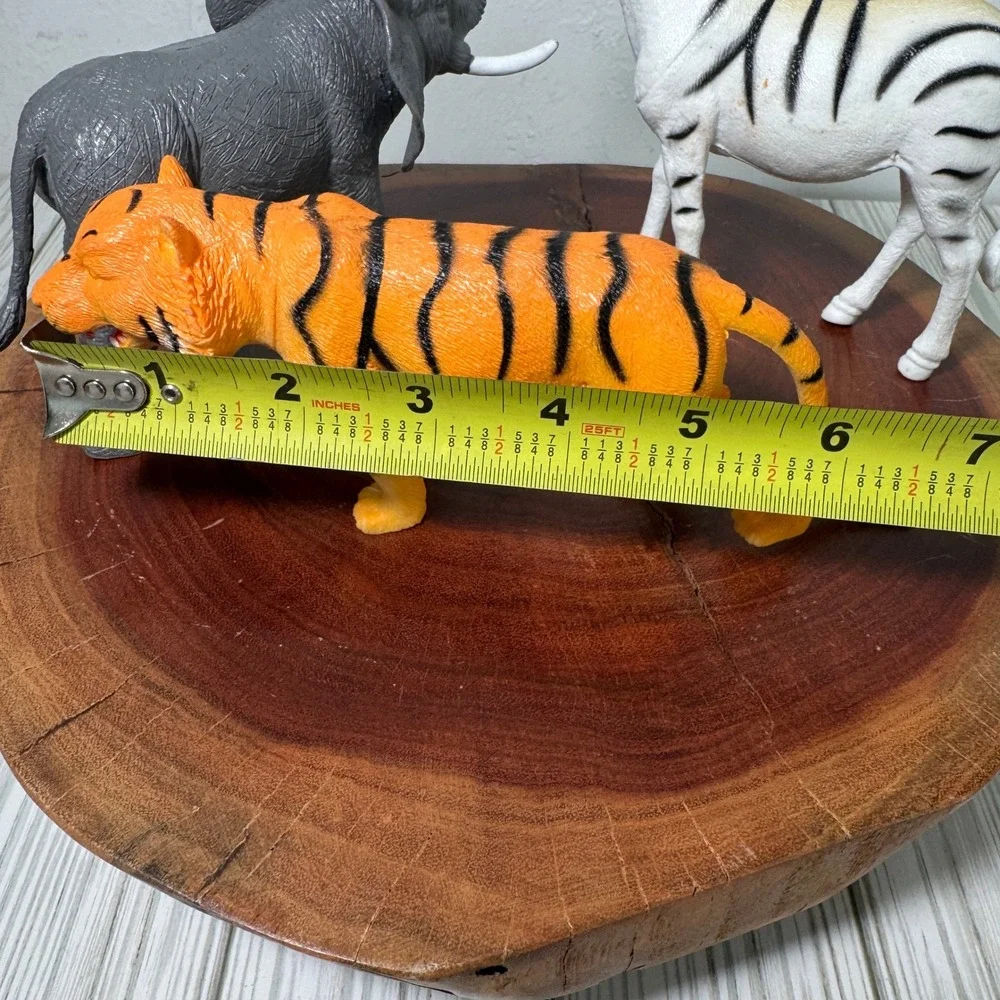 Safari Animal Toy Figures Set‎ Elephant Tiger Zebra Plastic Wildlife 3 Piece Lot